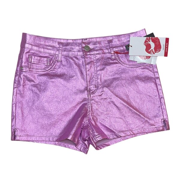 Hot Kiss Pants - Hot Kiss Hot Pink Metallic Shorts Sz L